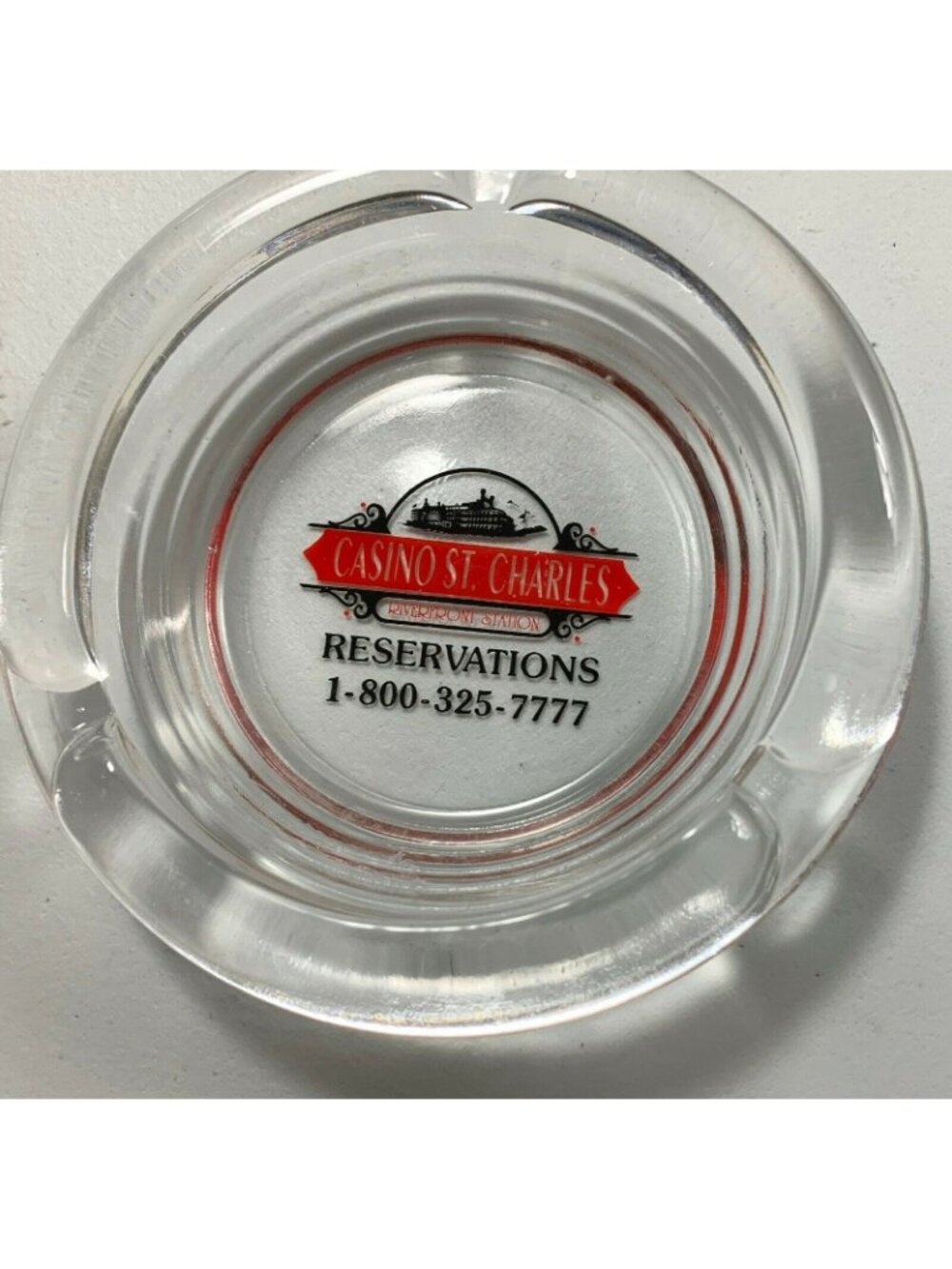 Casino St Charles Vintage Glass Ashtray Riverfront Station St Louis MO - Picture 2 of 7